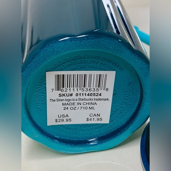 Starbucks Spring 2023 Stainless Steel Glacier Tone Blue Teal 24oz Cold Cup - Picture 10 of 16
